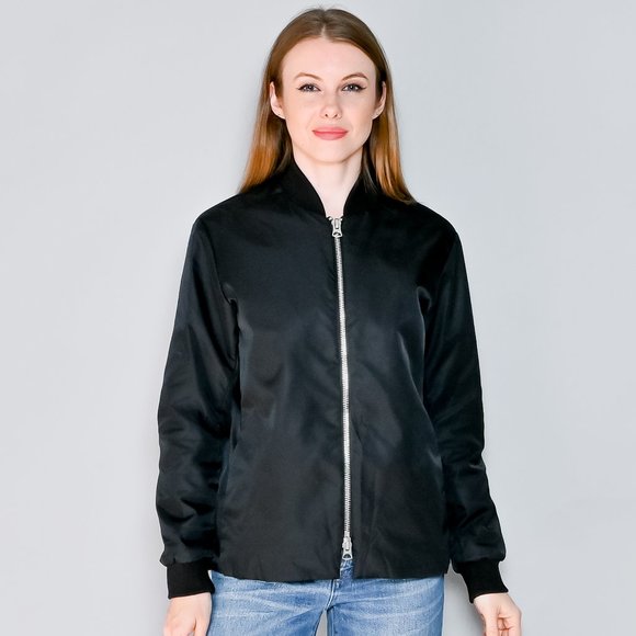ACNE STUDIOS Fuel Shine Black Satin Bomber Jacket Small - Picture 1 of 8